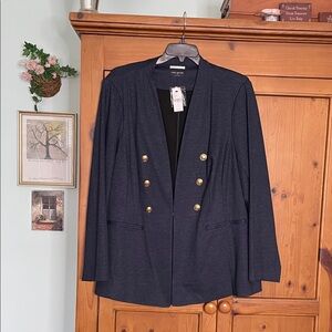 Lane Bryant Dark Blue Blazer with Gold Buttons